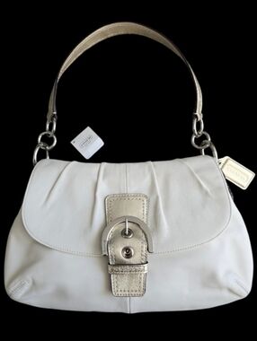 NWT Coach Soho Leather Flap Shoulder Bag F17217 white gold silver Y2K 2011